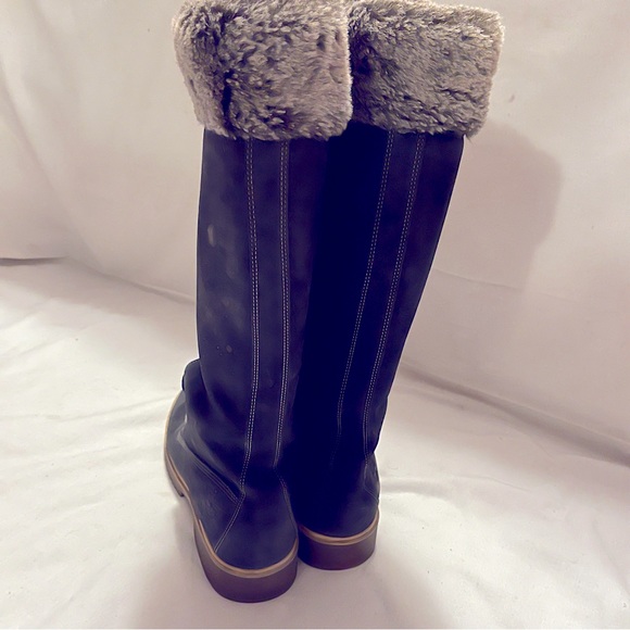 Timberland Mirney black leather faux fur thong and trim high boots - Picture 10 of 14